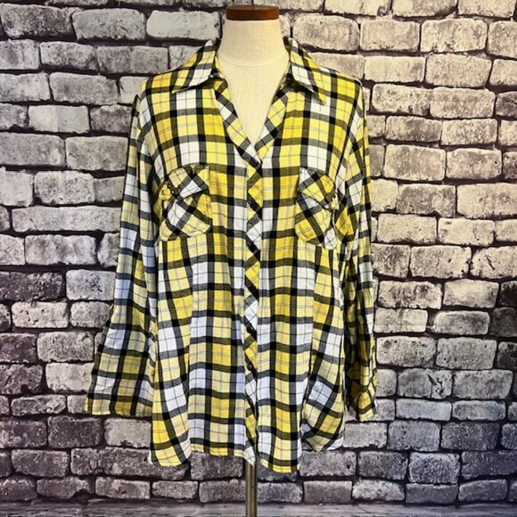 Cato Tops - Cato NWT V-Neck Button Down Plaid Blouse Size 22/24